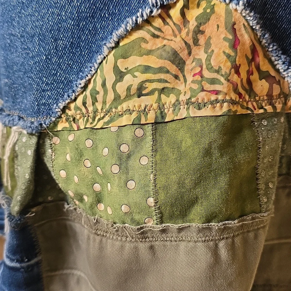 Upcycled Molly Made It Blue & Green Jeans Skirt For Any Age - Picture 8 of 14